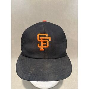 Vintage San Francisco Giants Annco Trucker Hat Black Orange MLB Snapback SF Logo
